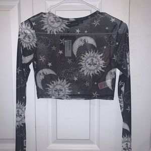 Pretty Little Thing printed mesh top